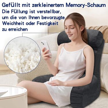 Підлогове крісло-мішок для читання та відпочинку, 65x30 см, сірий (Charcoal)