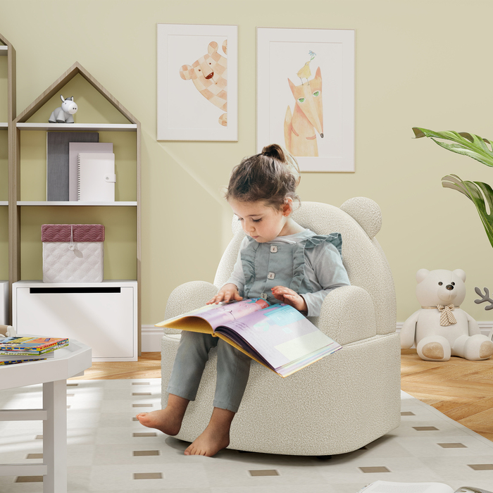 AIYAPLAY Дитяче крісло Teddy Fleece Bear Shape для дітей 1,5-3 років, зручний дитячий диван для дитячої кімнати та ігрової кімнати, бежевий