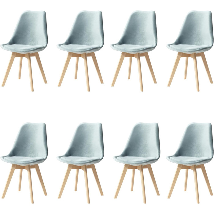 Набір обідніх стільців 6 шт., масивні дерев'яні ніжки, знімні подушки, кухонні стільці, сучасний дизайн. (6 стільців, 8 стільців, гусячий пух, зелений)