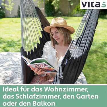 Підвісне крісло на відкритому повітрі - Стійке та безпечне крісло-гамак - Стильне підвісне крісло для приміщень - Гойдалка для дорослих та дітей - Зручне оформлення кімнати в стилі бохо - Вантажопідйомність 200 кг (темно-сірий без підвісного комплекту), 5