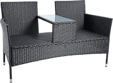 Садові меблі ESTEXO з ротангу (поліротанг) для двох осіб: лавка, комплект для відпочинку на балкон/терасу, чорний колір