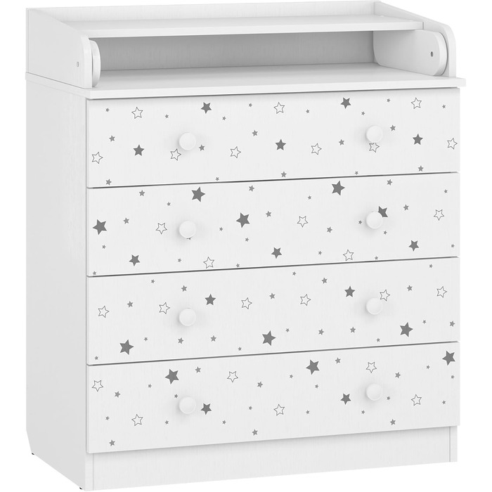 Комод для переодягання Shefa Kids Wickelkommode 800 білий - якісний комод з пеленальним столиком для дитячої кімнати (Sternenlicht)
