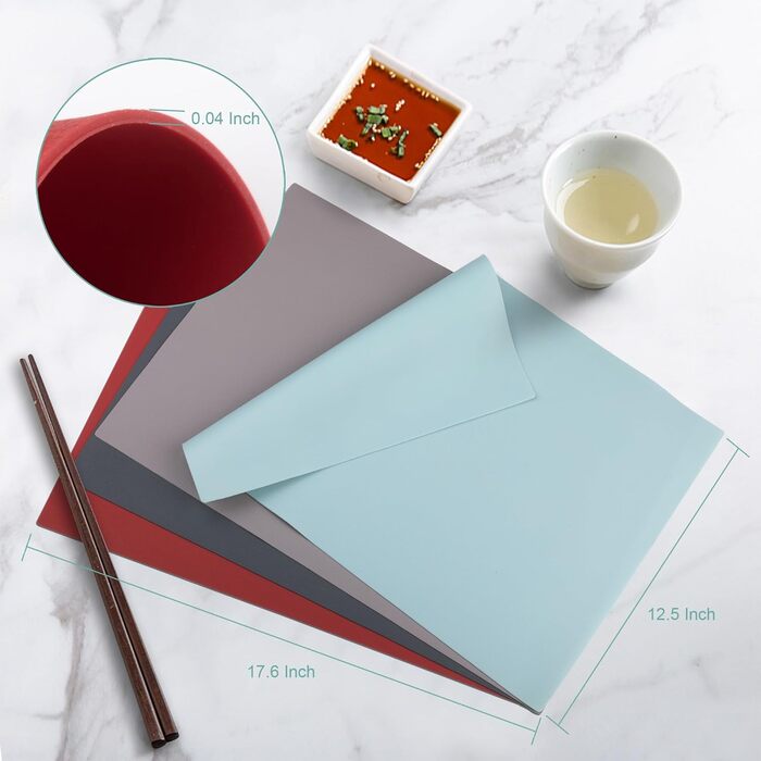 Силіконові підставки під тарілки, овальні, набір 4 шт., неслизькі, водонепроникні, термостійкі, для тераси (бордовий)