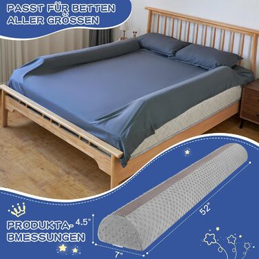 Бортик для ліжка дитячий захисний 2 шт сірий, захист від випадання для немовлят та дорослих, знімний чохол, антиковзкий