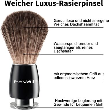 Набір для гоління Favali 4 в 1, підставка для бритви, станок для гоління, стакан для гоління, імітація борсукової шерсті, чоловіча бритва для вологого гоління, щітка для вологого гоління - нержавіюча сталь (Shaving Kit-02)
