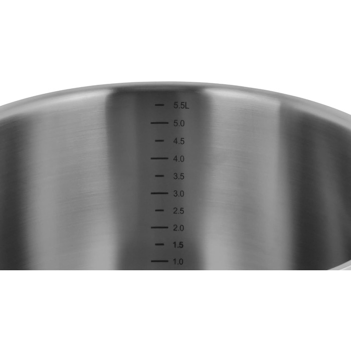 Індукційна каструля MEISTERKOCH 24 см, нержавіюча сталь, скляна кришка бортик 13,5 см, об'єм 5,5 л можна мити в посудомийній машині та ставити на плиту