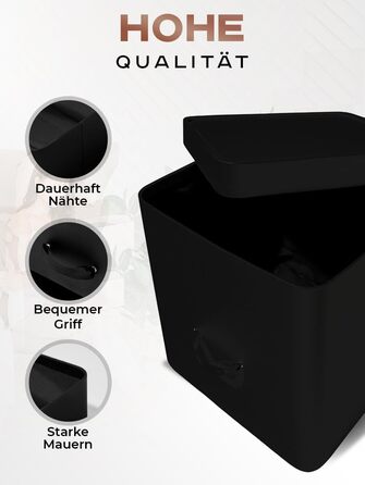 Коробки - Вставки Kalllax з екошкіри Rompicato з кришкою для зберігання одягу - Ящик для зберігання - Органайзер місця на відкритих полицях 30х30х30см Куб L (Чорний)