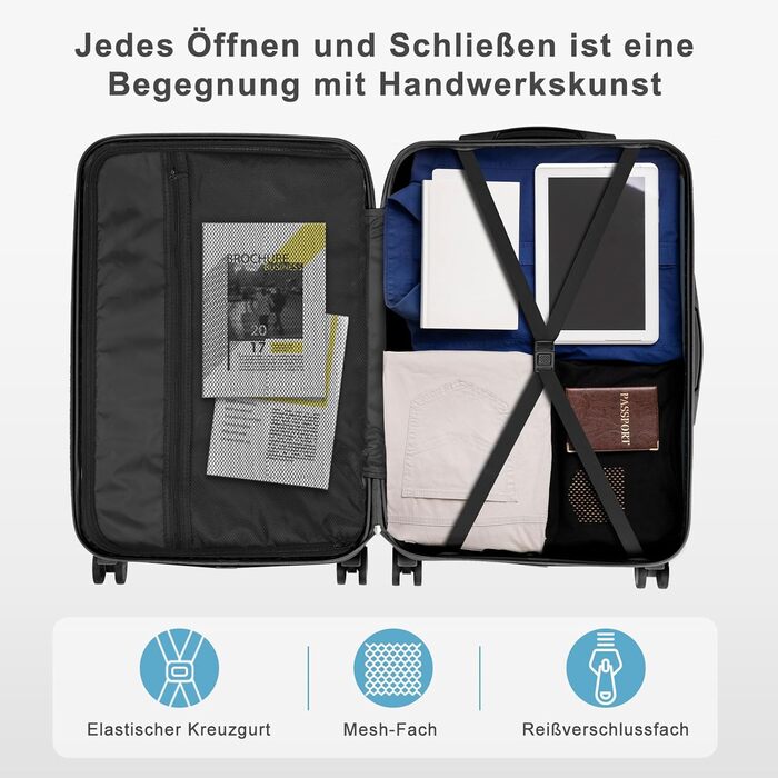 Набір валіз LEADZM 3 шт. з захистом кутів, ABS, телескопічний ручка, ручна поклажа (темно-синій)