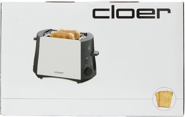 Тостер Cloer 3410, 825 Вт, 2 скибочки, насадка для булочки, підйомник, шухляда для крихт, матовий металевий корпус