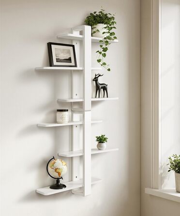 Полиця настінна дерев'яна SUMGAR, плаваючі полиці, 3-ярусна, біла 50x58 см для вітальні, спальні