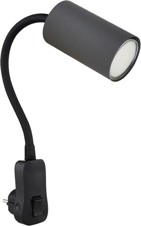 Настінний світильник для дитячої кімнати з вилкою - Настінний світильник з вимикачем для спальні - Лампа для читання настінна сіра - Сіра лампа з розеткою GU10