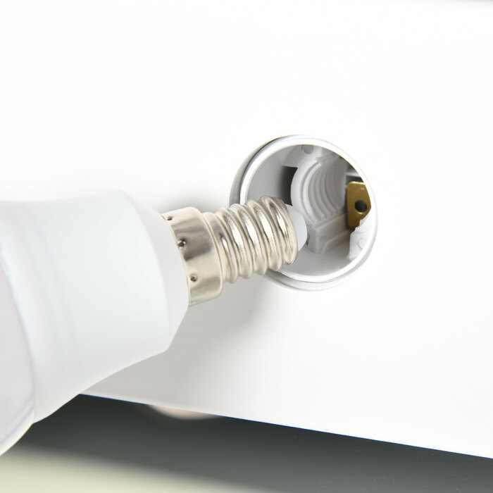 Дзеркало Голлівудський стиль з підсвіткою, сенсорним керуванням, функцією пам'яті, 12 регульованими світлодіодами, білий колір, розмір 80 x 60 см