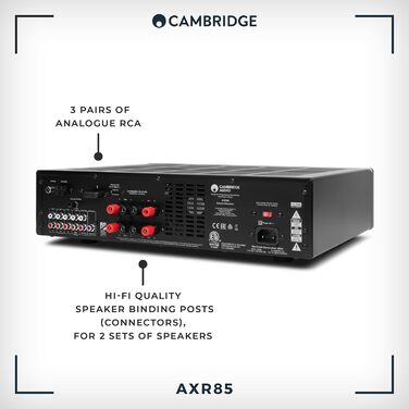 Стереоресивер Cambridge Audio AXR85, фоносцена, FM/AM радіо, Bluetooth 5.0 - місячно-сірий