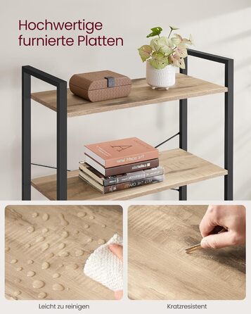 Стелаж VASAGLE з 6 полицями, сталевий каркас, для вітальні, спальні, кабінету, 30 x 80 x 186 см, індустріальний дизайн, вінтажний колір (коричневий + чорний)