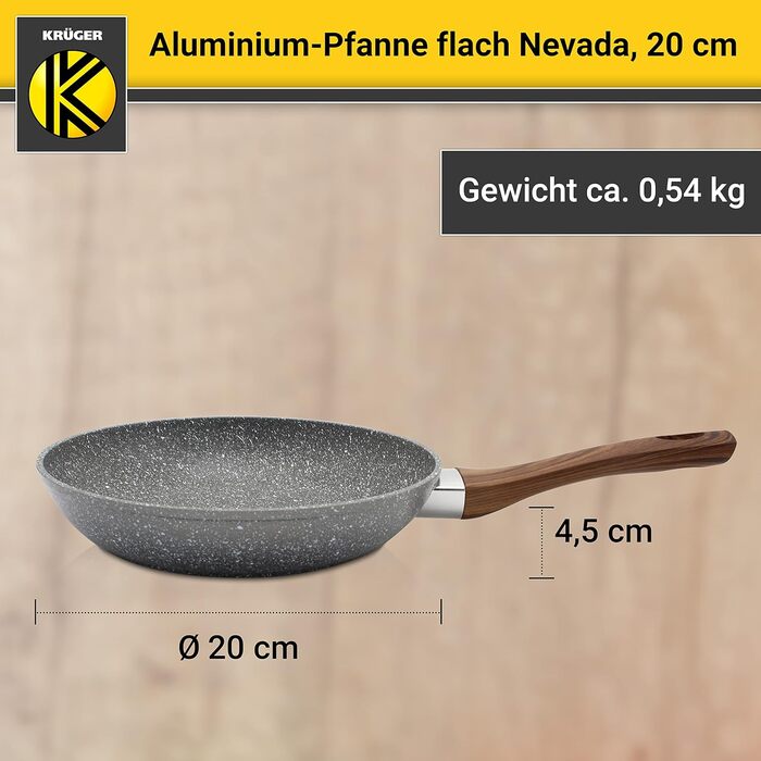 Набір алюмінієвих сковорідок KRGER Невада, 2 предмети - Сковороди з високоякісним антипригарним покриттям - Ергономічна ручка сковороди - Можна мити в посудомийній машині та індукції (20 кулачків - плоскі)