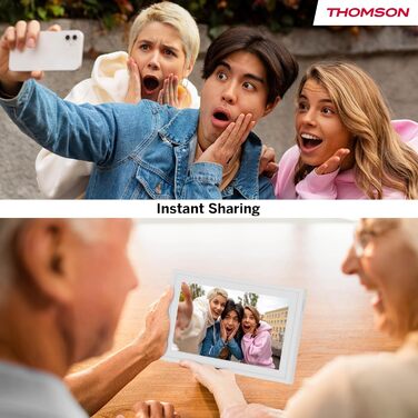 Фоторама Thomson Fotorahmen 10 дюймів: IPS FHD, сенсорний екран, 32 ГБ, Wi-Fi, для iOS/Android (біла)