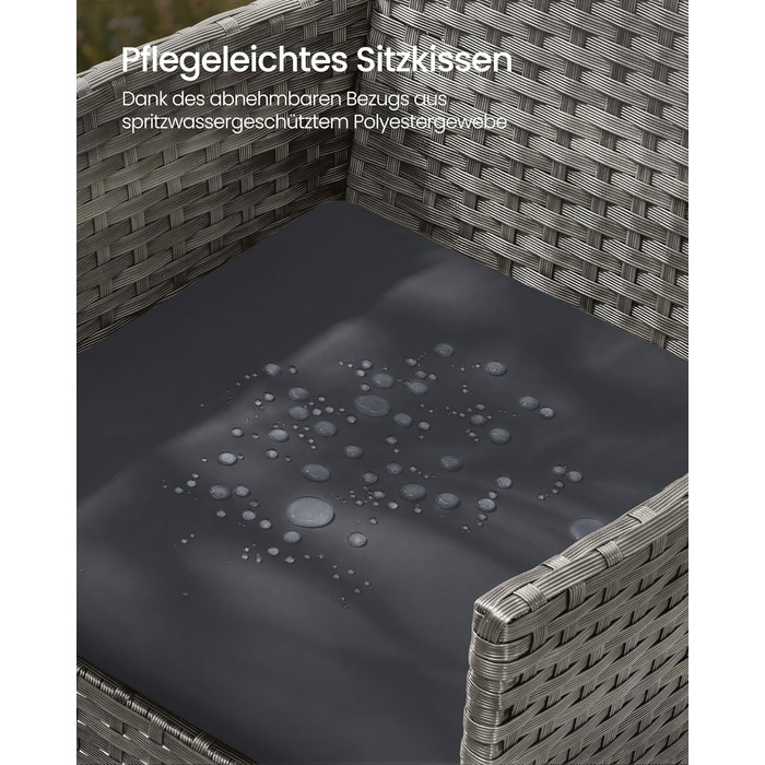 Набір садових меблів SONGMICS 4-х місний, з PE-ратан, для тераси та балкону, сірий (GGF004TZ01)