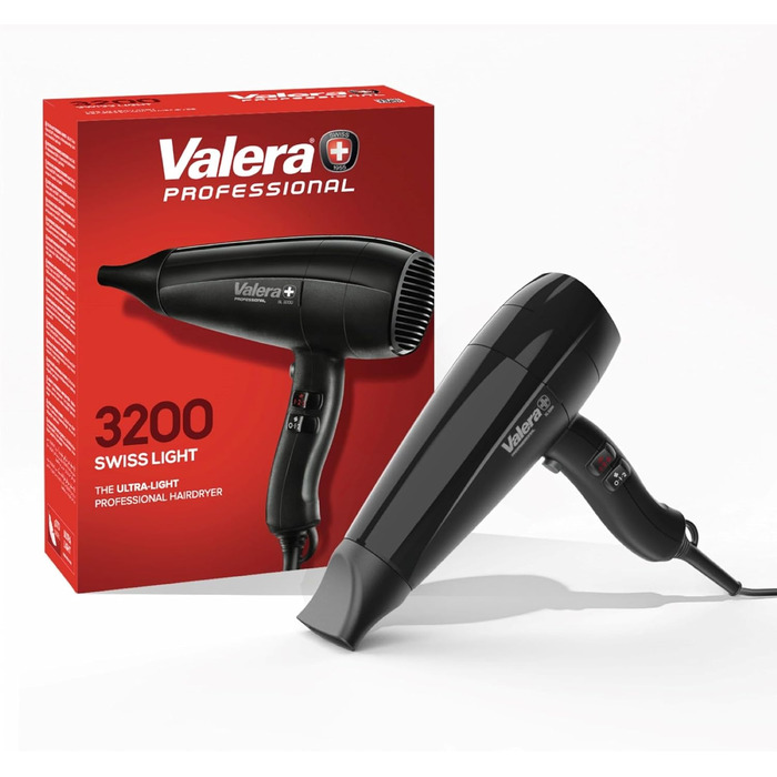 Професійний фен для волосся Valera Swiss Light 3200, 1600 Вт, 3 температурних режими, з кнопкою холодного повітря та знімним фільтром, Swiss Made