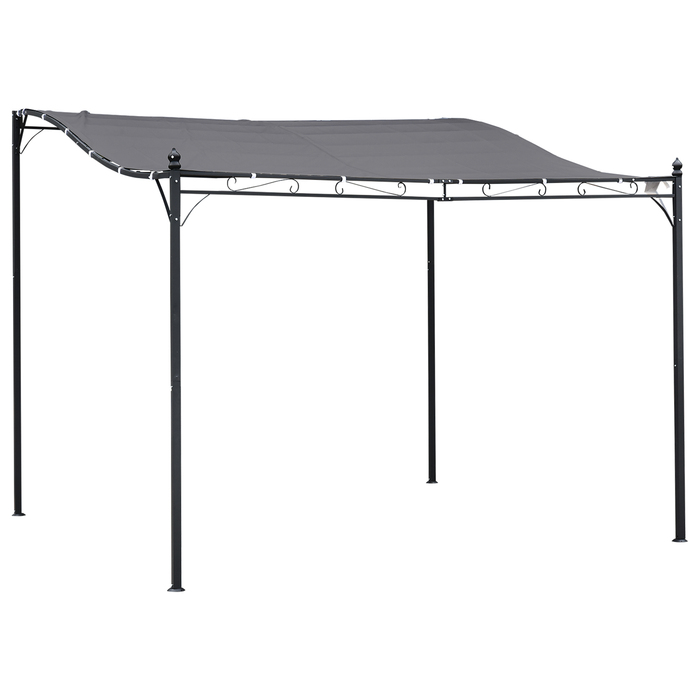 Намет з навісом для садової альтанки з навісом Outsunny Pergola Metal Grey 297x297см для саду, патіо, балкона