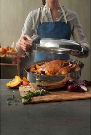 Братер WMF з кришкою, 8,5л, для індукції, Cromargan нержавіюча сталь, з термометром, 41x28,5x18см