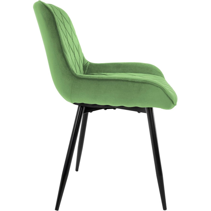 Крісла для обідньої зони ML-Design: обідні крісла з підлокітниками та спинкою, темно-зелені, з велюровим сидінням та металевими ніжками (4 шт.)