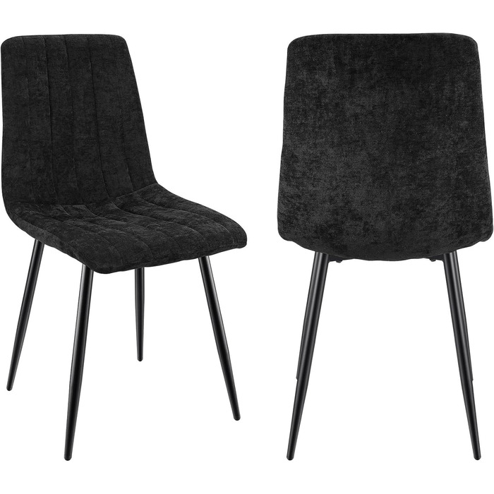 Набір стільців для їдальні, м'які стільці з льоновим покриттям та чорними металевими ніжками, смугастий дизайн, підходять для їдальні, вітальні, спальні, кухні, рецепції (2 шт., смугасті, чорні)