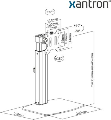Підставка для монітора Xantron® ECO-DS100: регульована висота, нахил, поворот, обертання. Сумісна з моніторами 17-32 дюймів, VESA 75x75 & 100x100. Включає монтажний матеріал.
