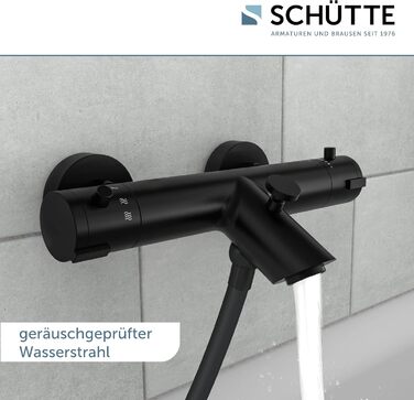 Змішувач для ванни Schütte London з термостатом, захист від опіків 38°C, хромований (чорний)