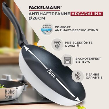 Сковорода FACKELMANN Аркадаліна 28 см-Сковорода з антипригарним покриттям з 90 переробленого алюмінію з ергономічною ручкою-Індукційна сковорода для приготування і обсмажування 28 см