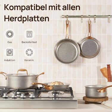 Набір каструль KOKHUB 8 шт. з нержавіючої сталі для індукційних плит, вінтажний набір каструль та сковорідок без покриття, PFOA/PFAS/PTFE-free, набір каструль з кришками для всіх типів плит, безпечний для духовки та мийки
