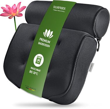 Підголовник для ванни SilverRack MEDIUM-WEICH [Темно-Сірий 4D] з присосками - ергономічна подушка для ванни