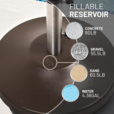 Підставка для парасольки вільного стояння, 36 кг - бронзова, порожня