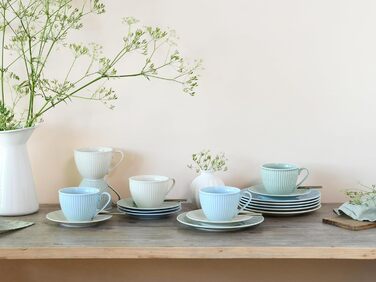 CreaTable Набір кавового сервізу Valencia Pastell, 18 предметів для 6 осіб, порцеляна, Made in Europe (Крем, Блакитний, Зелений)