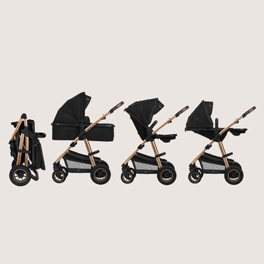 Дитячий візок Lionelo Amber 2 в 1 (Black Onyx) - універсальний, з люлькою та прогулянковим блоком, в комплекті сумка, москітна сітка, дощовик