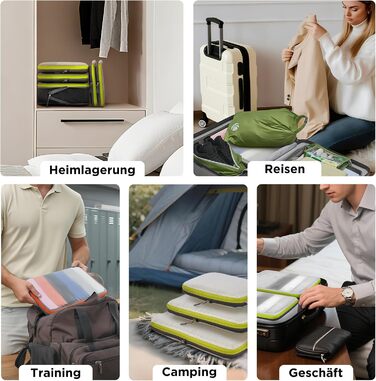 Набір органайзерів для подорожей Cipway: компресійні сумки для одягу та рюкзака, легкі сітчасті пакувальні куби (6 шт), чорний