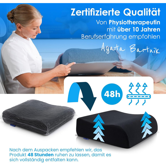 Подушка-підсидник DYNMC Bequeme для дорослих та дітей, ортопедична підставка на стілець та в авто, розроблена з фізіотерапевтами (Чорний)