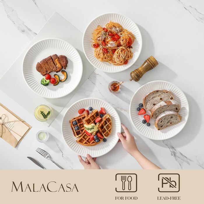 Набір посуду MALACASA LEILA Weiß для 6 осіб, 18 предметів, порцеляна, скандинавський стиль, білий