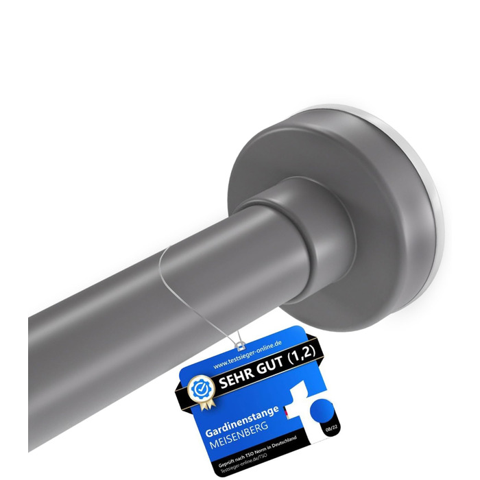 Штанга для душу без свердління 90-160 см, Ø 25 мм, телескопічна штанга для завіс з кріпленнями - для вікон, душу та перегородки - 1 шт. (70-120 см [1 шт.], сіра)