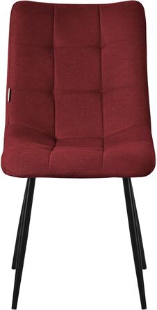 Крісла для їдальні ML-Design, крісла для вітальні з тканинним покриттям та чорними металевими ніжками, кухонні крісла з підлокотниками, м'які крісла для їдальні, вітальні, кухні, офісу (набір 4 шт, червоні)