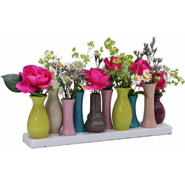 Вази для квітів Jinfa керамічні 10 шт на підставці різнокольорові