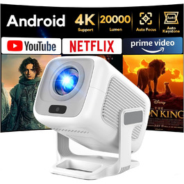 Smart проєктор AKIYO O4 з WiFi 6, Bluetooth 5.4, 4K, HDMI, USB, підтримкою PS5, автофокусом та автотрапецеїдною корекцією