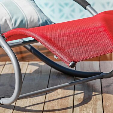 Шезлонг SoBuy для 2 осіб, червоний: стійкий до погодних умов, з підголівником, для саду, тераси, балкону, кемпінгу (150 кг)