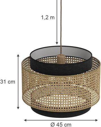 Стійка лампа Vicco Morten з ротангу, 26 x 45 см, для читання, чорна