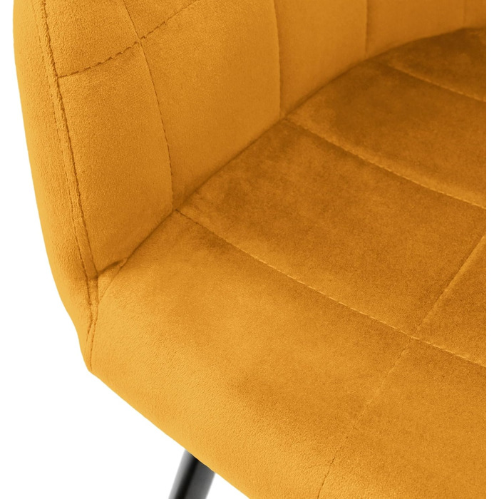 ECD Germany Комплект обідніх крісел (6 шт) з підлокітниками та спинкою, м'яке оксамитове покриття, металеві ніжки, ергономічні крісла для їдальні та вітальні, колір охра