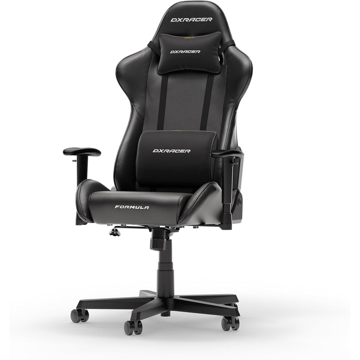 Крісло ігрове DXRacer Formula L чорне, шкіра PVC, ергономічне, для PC геймерів та офісу