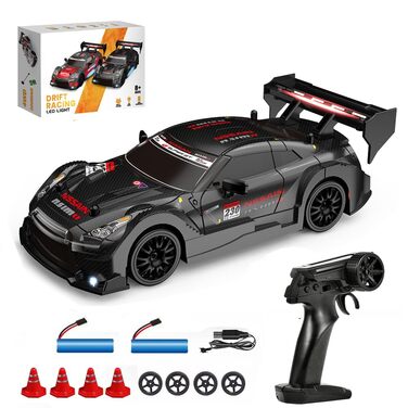 RC Машинка на радіокеруванні Drift Car 1:24, 4WD, 20 км/год, 2.4 GHz, LED, 2 акумулятори, чорна - для дітей