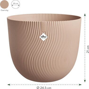 Горщик Elho Sereh Rund 40 - для дому та саду - з переробленого пластику, бежевий, Ø 39.0 x H 33.3 см