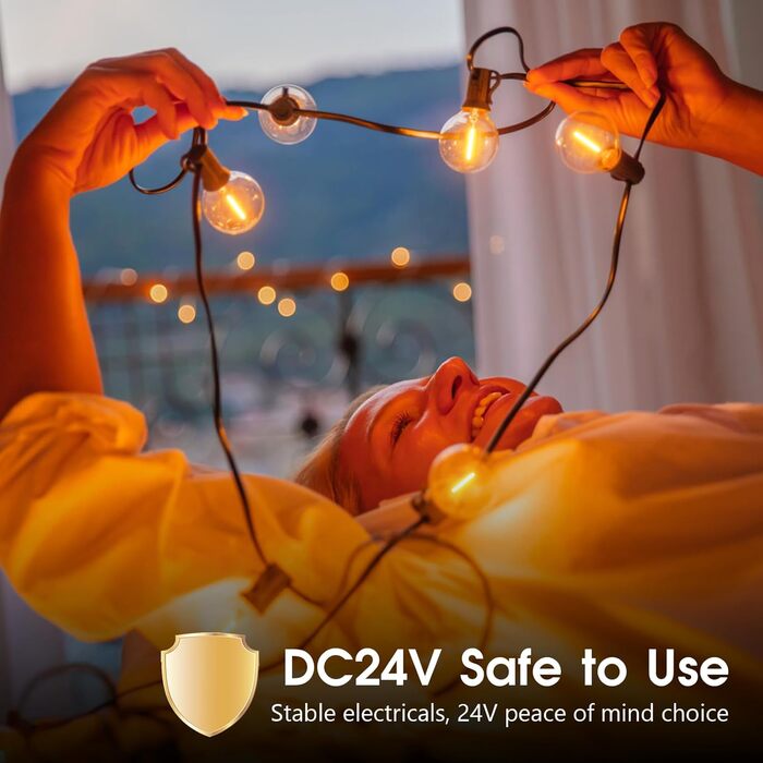 Світлодіодна гірлянда для декорування саду, балкону та тераси 45.7 м, з пультом, тепле світло, IP45, для дому та на вулицю