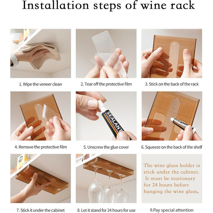 Набір тримачів для келихів Vaisoeny (4 шт.), сірий колір. Підійде для кухні та бару.