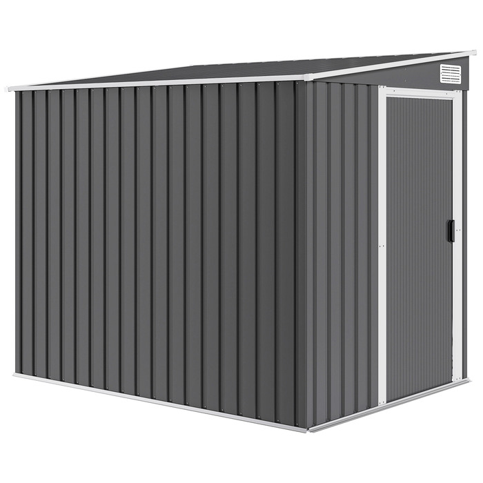 Гаражний бокс Outsunny з металу, 2,81 м², 154x206,5x181 см. Сховище для інструментів з похилим дахом та фундаментом.